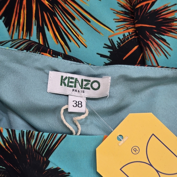Kenzo Sea Urchin Print Wrap Skirt, Turquoise And Orange NWT, - Picture 12 of 14